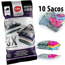 Saco Vácuo 70X110 Guardar Roupa Diminui Volume Protege 10Pçs