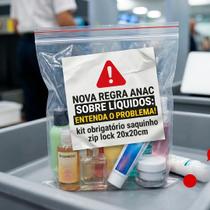 Saco zip lock 20x20cm 15 un viagens aeroporto
