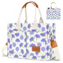 Sacola Ayieyill Canvas para mulheres com flores roxas