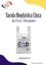 Sacola Bioplástica de Fonte Renovável Cinza 48 x 55 cm c/500 unid. - Extrusa - biodegradável (14422)
