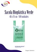 Sacola Bioplástica de Fonte Renovável Verde 48 x 55 cm c/500 unid. - Extrusa - biodegradável (14421)