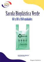 Sacola Bioplástica de Fonte Renovável Verde 60 x 80 c/160 unid. - Extrusa - biodegradável (14617)