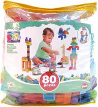 Sacola Blocos De Montar Blocolândia 80 Peças Dismat Mk451