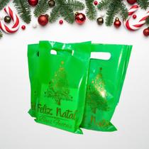 Sacola Boca de Palhaço Decorada Feliz Natal Medida 20x30 50unidades