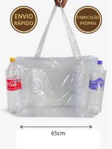 Sacola Bolsa Transparente Jumbo G Bolsos laterais Cristal PVC Reforçado Penitenciária Praia Piscina