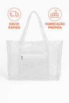 Sacola Bolsa Transparente Jumbo G com Bolso Frotal Cristal PVC Reforçado Penitenciária Praia Piscina