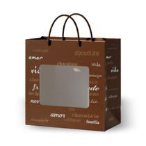 Sacola Cartonada Com Visor 24x18x24cm Kit 100 Un Embalagem Presente Caixa Para Doces Kit Confeitaria