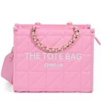 Sacola Chinllo acolchoada Chains Stachel Purse E.Pink-S para mulheres Sacola Chinllo acolchoada Chains Stachel Purse E.Pink-S para mulheres