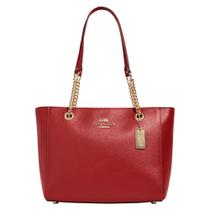 Sacola Coach Cammie Chain Red Apple Refined Pebble Leather Sacola Coach Cammie Chain Red Apple Refined Pebble Leather