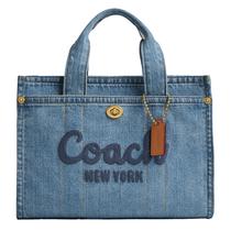 Sacola Coach Cargo Tote 26 Indigo Denim e Couro