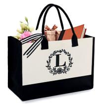 Sacola com design de monograma em lona verde bege para mulheres