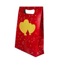 Sacola Coração Dourado 23x31cm C/100 Un LOVE, Eu Te Amo, Presente Dia dos Namorados