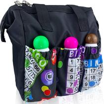 Sacola Dacefloy Bingo Dauber com bolsos impermeáveis pretos Sacola Dacefloy Bingo Dauber com bolsos impermeáveis pretos