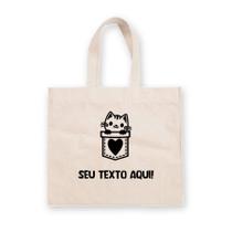 Sacola de Algodão Cru Personalizada Love Cat - 30cm x 34cm - 1 unidade - Rizzo Sacola de Algodão Cru Personalizada Love Cat - 30cm x 34cm - 1 unidade - Rizzo