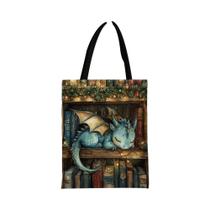 Sacola De Compras Com Estampa De Dragão De Natal, 1 Unidade, Design De Estante, Perfeita Para