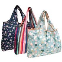 Sacola de compras reutilizável Allydrew, grande bolsa dobrável de nylon, pacote com 3 unidades