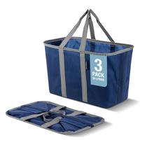 Sacola de compras reutilizável CleverMade EcoBasket 30L azul cinza x3