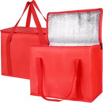 Sacola de compras reutilizável isolada Bodaon G-Large, pacote com 2 unidades, vermelha