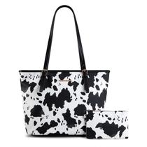 Sacola de couro com estampa Montana West Cow Feminina preta Sacola de couro com estampa Montana West Cow Feminina preta