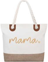 Sacola de juta de algodão bordada GHVyennttes Mama 34x37cm Sacola de juta de algodão bordada GHVyennttes Mama 34x37cm