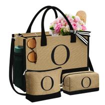 Sacola de Jute YOOLIFE Monogram - Para Mulheres com 2 Bolsas de Maquiagem Sacola de Jute YOOLIFE Monogram - Para Mulheres com 2 Bolsas de Maquiagem