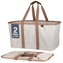 Sacola de Lavanderia CleverMade LUXE - 50L (2 Unidades) - Creme Herringbone
