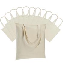 Sacola de lona Carbrea, pacote com 12 unidades, leve, bege, 37x39cm