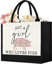 Sacola de lona GevguxLuo Cute Pig Print para mulheres Sacola de lona GevguxLuo Cute Pig Print para mulheres
