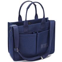 Sacola de Lona Grande ZHMO para Mulheres - Azul com Bolsos Sacola de Lona Grande ZHMO para Mulheres - Azul com Bolsos