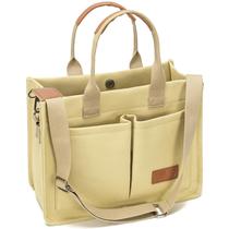 Sacola de Lona Grande ZHMO para Mulheres - Com Bolsos e Alça de Ombro Sacola de Lona Grande ZHMO para Mulheres - Com Bolsos e Alça de Ombro
