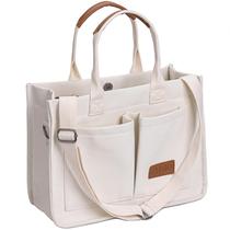 Sacola de Lona Grande ZHMO para Mulheres - Com Bolsos e Alça de Ombro Sacola de Lona Grande ZHMO para Mulheres - Com Bolsos e Alça de Ombro