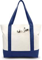 Sacola de lona TopDesign elegante com bolso externo azul Sacola de lona TopDesign elegante com bolso externo azul