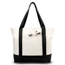 Sacola de lona TopDesign elegante com bolso externo, pacote com 6 Sacola de lona TopDesign elegante com bolso externo, pacote com 6