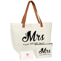 Sacola de lona Vanqruo Mrs EST.2026 Presente de casamento de noiva