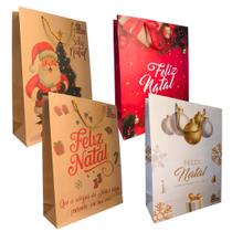 Sacola De Natal Grande Decorada 40x30 Presente Frente Verso