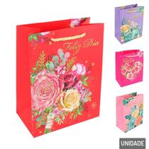 Sacola de Papel 23x18cm Flores Glitter - Tudo em Caixa Sacola de Papel 23x18cm Flores Glitter - Tudo em Caixa