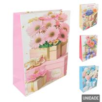 Sacola de Papel 32x26cm Flores Glitter - Tudo em Caixa Sacola de Papel 32x26cm Flores Glitter - Tudo em Caixa