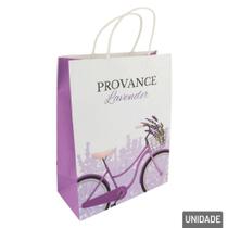 Sacola De Papel 38x21,5cm Bicicleta E Lavandas - Tudo Em Caixa