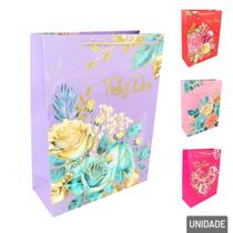 Sacola de Papel 40x30cm Flores Glitter - Tudo em Caixa Sacola de Papel 40x30cm Flores Glitter - Tudo em Caixa