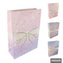 Sacola De Papel 41,5x30cm Laço Com Glitter Color - Tudo Em Caixa Sacola De Papel 41,5x30cm Laço Com Glitter Color - Tudo Em Caixa