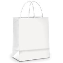 Sacola de Papel Branco com Alça Dobravel Tamanho Grande 32 x 26,5 cm Embalagem para Presente