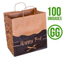 Sacola de Papel Kraft GG Happy Food 30x19x31cm Imballa