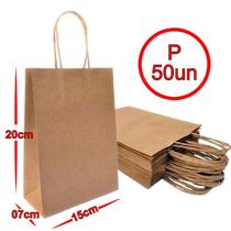 Sacola De Papel Kraft Natural 15x20x07cm 50 Unidades