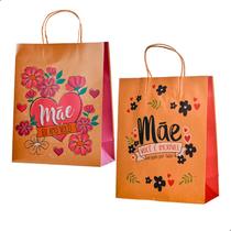 Sacola De Papel Para Presentes Com Frase Homenagem Dia Das Mães 16,5x11x6cm