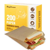 Sacola de papel para sanduíches Dream 200ct Reciclável 20x16x5cm Sacola de papel para sanduíches Dream 200ct Reciclável 20x16x5cm