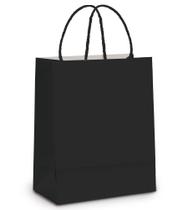 Sacola de Papel Preto com alça Tamanho Medio 26 x 19,5 cm Dobravel