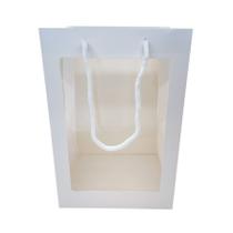 Sacola de Papel Retangular Vertical Branca com Visor - 30x20x16cm - 1 unidade - Rizzo Sacola de Papel Retangular Vertical Branca com Visor - 30x20x16cm - 1 unidade - Rizzo