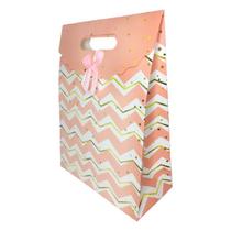 Sacola De Presente C/ Aba E Fecho 24x32cm Estampa Chevron