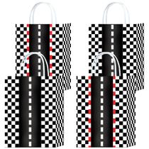Sacola de presente Checkerboard White Kraft Paper, pacote com 10, 22x16x8cm