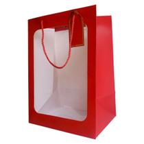 Sacola de Presente Com Visor Grande Namorados Mães 35cm